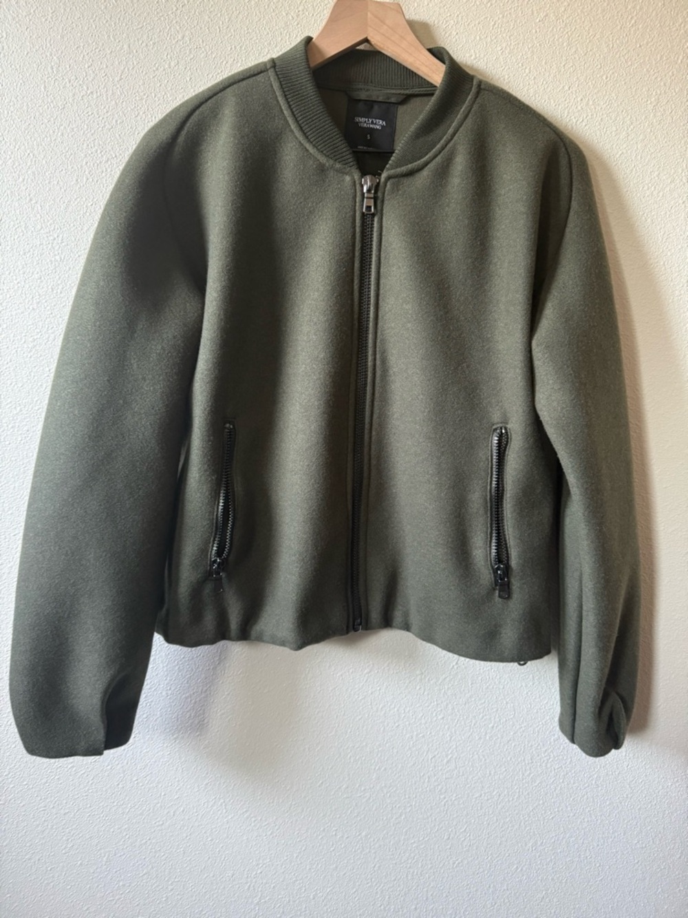 Simply Vera Vera Wang Olive Green Bomber Jacket